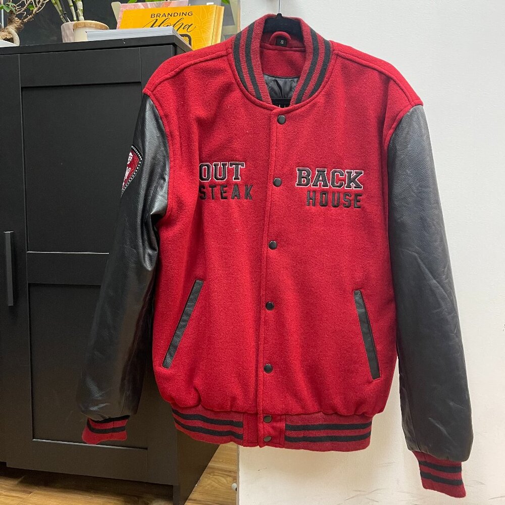 vintage embroidered outback steak house varsity jacket xl